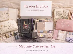 Reader Era Collection Curated Bookish Aesthetic Bundle with 9-10 Items Including Cosmetic Bag Premium Bookmark and Writing Tool for Modern Readers - Stationery Set