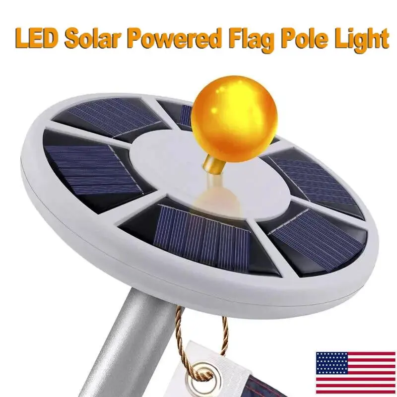 Super Bright Solar Flagpole Light, 2000 Lumens 26 LED Outdoor Solar Lamp, IP67 Waterproof with Built‑in Battery, Auto On/Off Sensor for Residential 15‑45 Feet Flag Poles