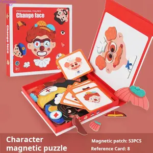 Kids Magnetic Jigsaw Puzzle & Face Dress-Up Toy Set, Educational Early Learning Toy with Character & Profession Stickers, Imagination-Boosting STEM Toy to Improve Focus & Hands-On Skills for Toddlers & Children