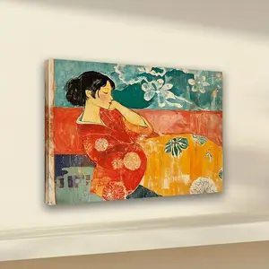 Framed, 1 piece of wooden framed canvas wall art, ready-to-hang Matisse print featuring a Japanese woman in a vintage style, canvas decoration for bedroom, kitchen, office, bar, farmhouse living room, home wall decoration with frame
