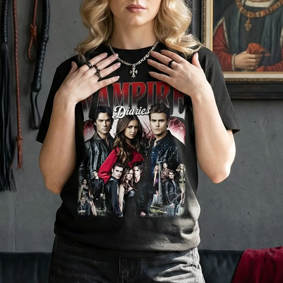 Vampire Characters Vintage Graphic T-shirt, Damon Salvatore, Ian Somerhalder Sweatshirt, Hot Vampire and Diaries Hoodie, Gift for Bad Guy Lovers
