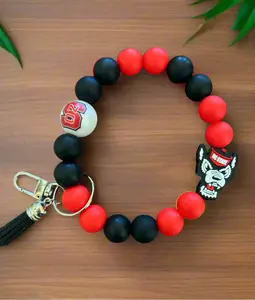 NCSU North Carolina State University Wolfpack Silicone Beaded Keychain Wristlet