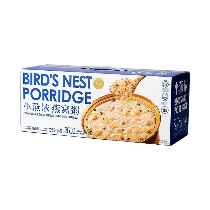 YAN PALACE Instant Bird's Nest Coconut Milk & Euryale Porridge - Ready-to-Eat Nutritious Breakfast, 6 Boxes (252g Each)