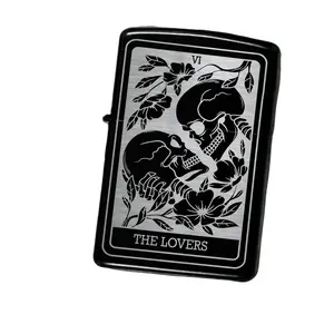 The Lovers Tarot Card Arcana Style Engraved Cool Lighter Case Accessory with free gift tin