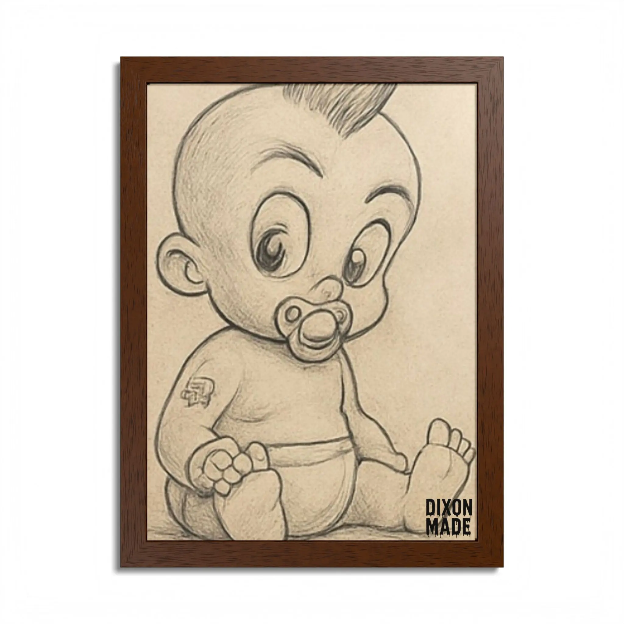 Whimsical Baby Framed Poster, Nursery Decor, Gift for New Parents, Vintage Art, Playful Artwork, Baby Room Wall Art