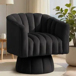 Swivel Accent Chair,360° Swivel Barrel Chair, Modern Swivel Chair With Velvet Fabric, Mid-Century Swivel Chair With Wide Upholstered, Round Swivel Armchair For Living Room, Lounge, Bedroom