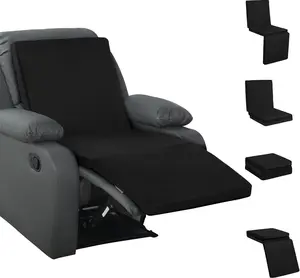 Hombys Health 3-in-1 Recliner Cushion Set with Lumbar Support & Footrest, Adjustable Height Memory Foam Recliner Seat Cushion, Black