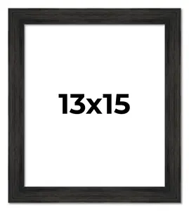 13x15 Black Rustic Wide Barnwood Picture Frame - UV Acrylic, Foam Board Backing, Hanging Hardware