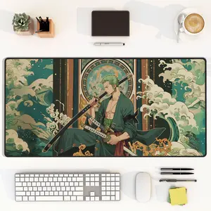 [Sale Up To 50%] Anime Mouse Pad Roronoa Zoro Samurai Waves Desk Mat