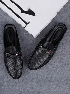 Men's Fashion Slip-On Slippers, Slip On Mules, Comfortable PU Leather Round Toe, Holiday Style, Summer Beach Walkers, Plain PVC Sole