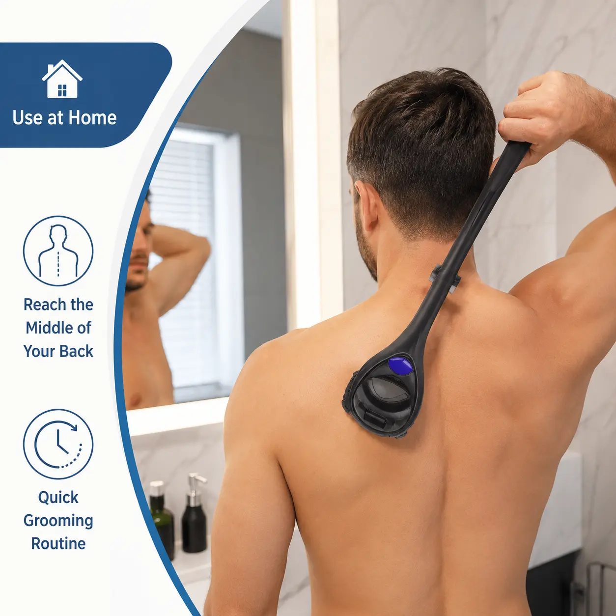 Back Hair Remover for Men – Extendable Long Handle Body Hair Shaver for Back, Shoulders & Body, Easy Self Grooming