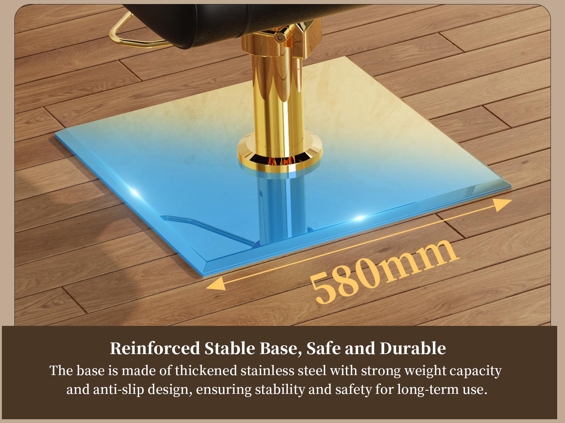 Baasha Luxury Black & Gold Salon Chair | Thick Memory Foam Cushion | 330lbs Heavy Duty | 360° Swivel & Adjustable Height | Ergonomic Fit for Stylist 5’0”-5’8” | Premium PU Leather Professional Hair Styling Chair