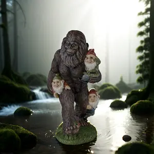 Bigfoot Style Garden Gnome Resin Statue - Great for patios, decks, offices, for indoor and outdoor environments, no electricity required, durable material for all room types