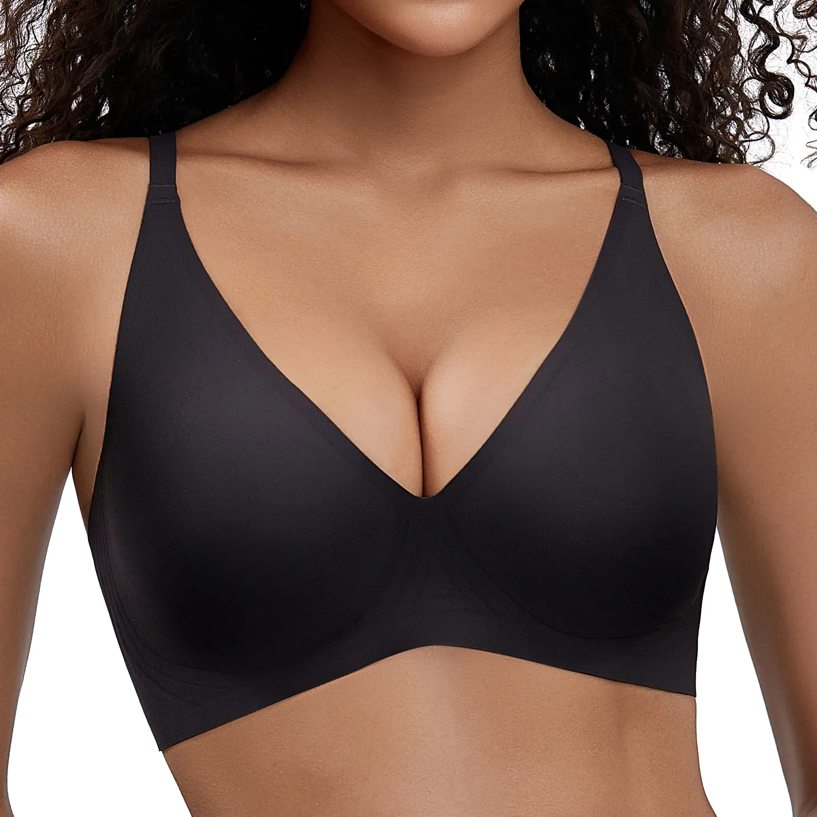 PQK Jelly Bras Women Seamless Lift Bra Wireless Push Up No Underwire Full Coverage Plus Bras Comfort Supportive Wireless Padded Tshirt Bra lady lingerie