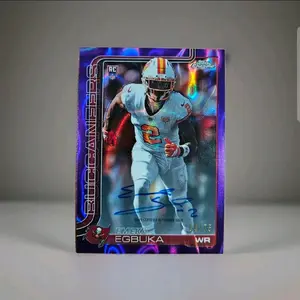 2025 Topps Chrome NFL Rookie Auto Emeka Egbuka Purple 4/75