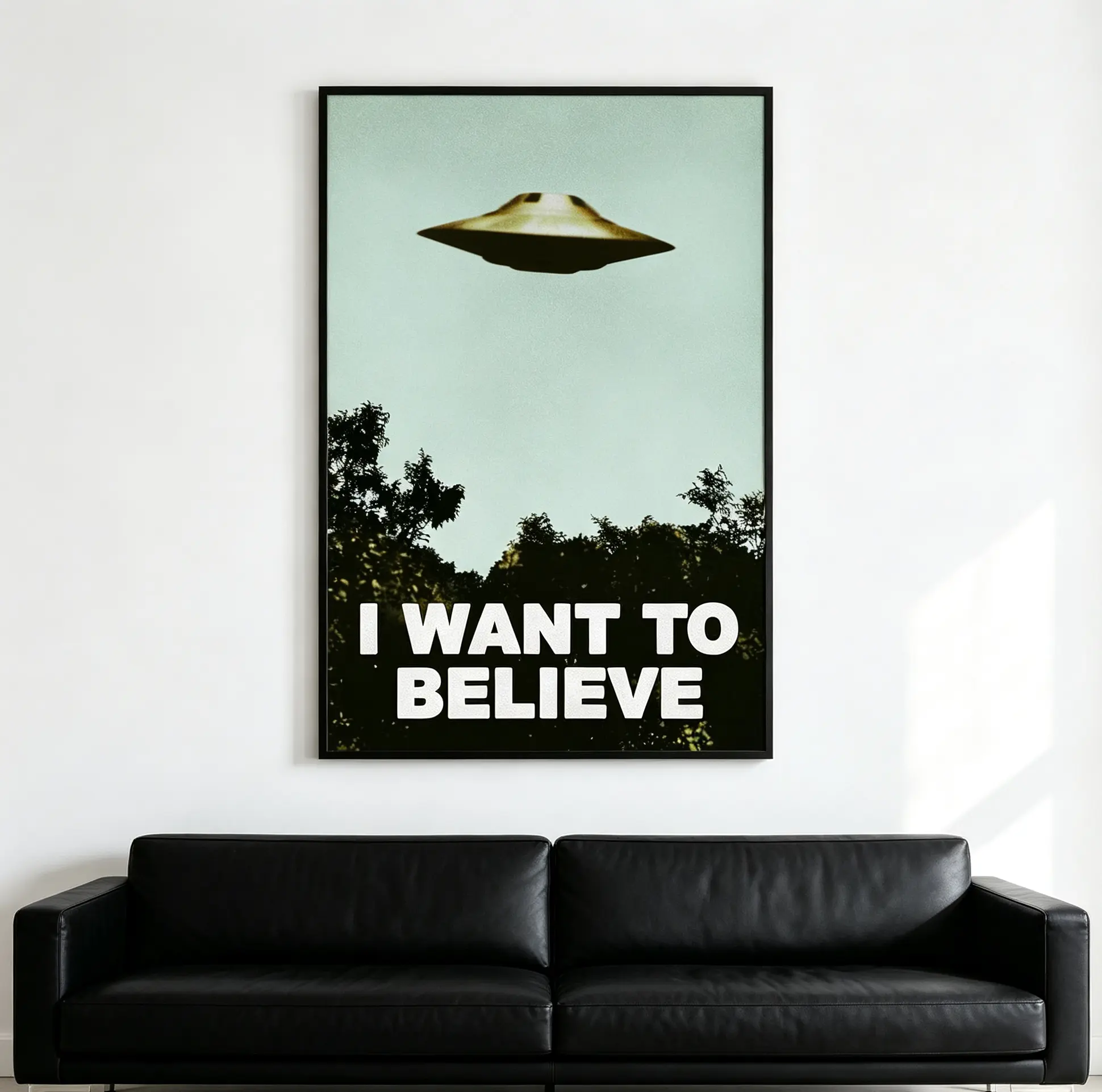 Vintage I Want To Believe UFO Alien Poster, Classic 90s Sci-Fi Fantasy Wall Art Print, Retro Cool Room Decor For Bedroom, Apartment, Dorm & Game Room