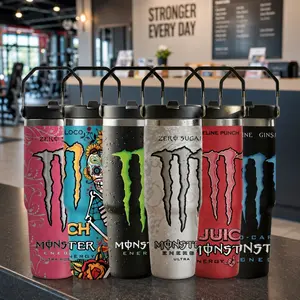 M.Energy Inspired Tumbler Cup 30oz With Handle & Straw, Gym Lovers & Gamers, Aesthetic White Mug, Flasks Viral Gift Idea 2026, Travel Tumbler, Gift for Your Health