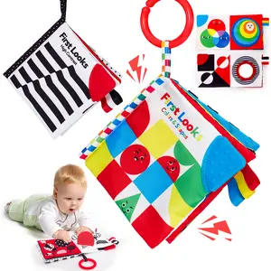 hahaland High Contrast Baby Toys 0-6 Months - 2PCS Infant Toys 0-6m Tummy Time Baby Toy Newborn Toys High Contrast Visual Development Sensory Girl Boy Shower Gift Easter Basket Stuffers