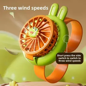 Watch Fan Handheld Charging Small Fan with Light Cartoon Portable Mini Children's Wrist Fan