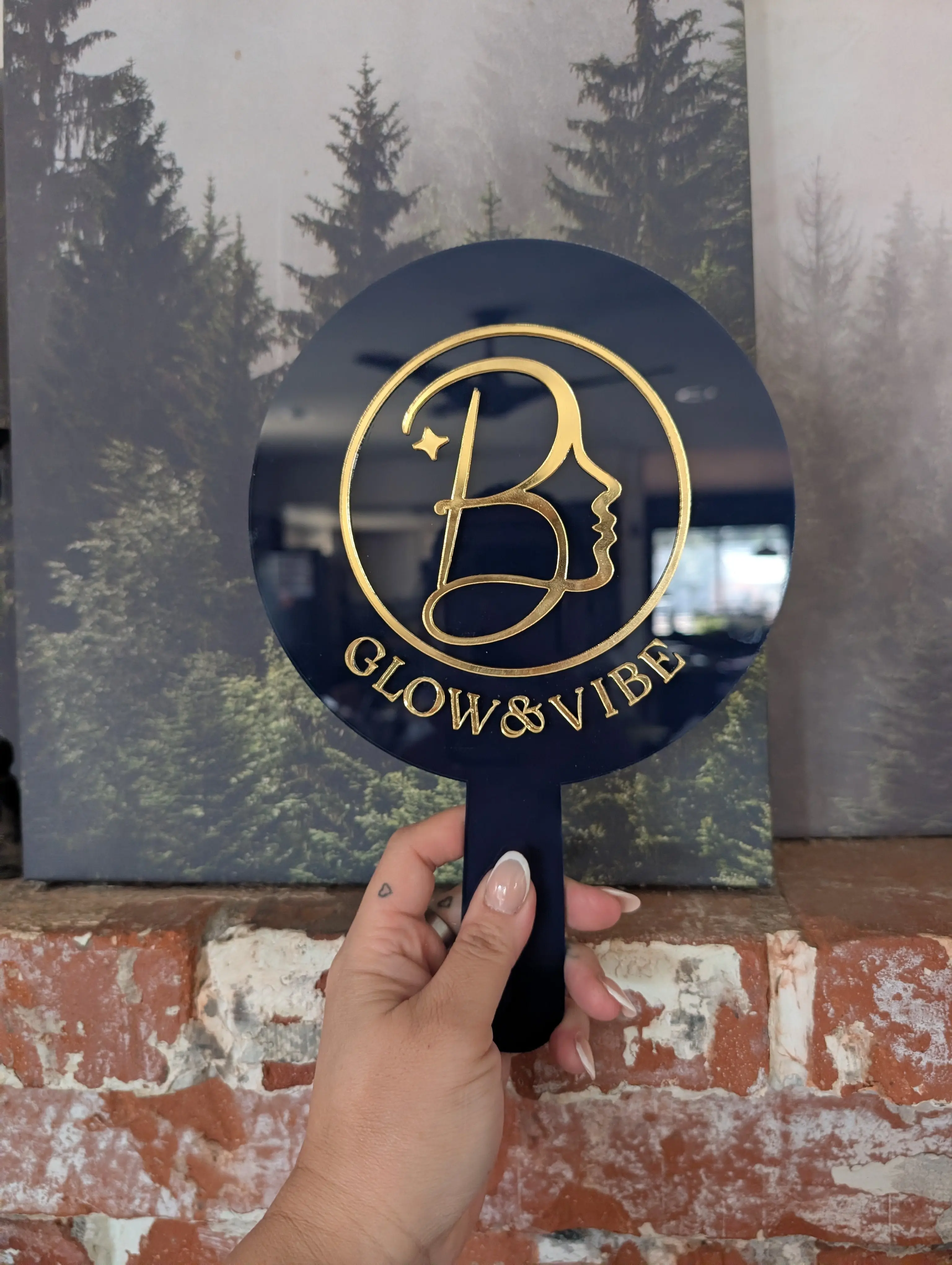 Custom Hand Mirror with Logo – Personalized Salon Mirror