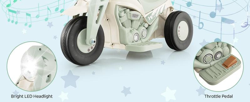 Costzon Electric Bubble Car, 6V Battery Powered 3 Wheel Motorcycle with Bubble Maker, Music, LED Headlight, Forward & Backward, Christmas Festival Gift Black Friday Cyber Monday