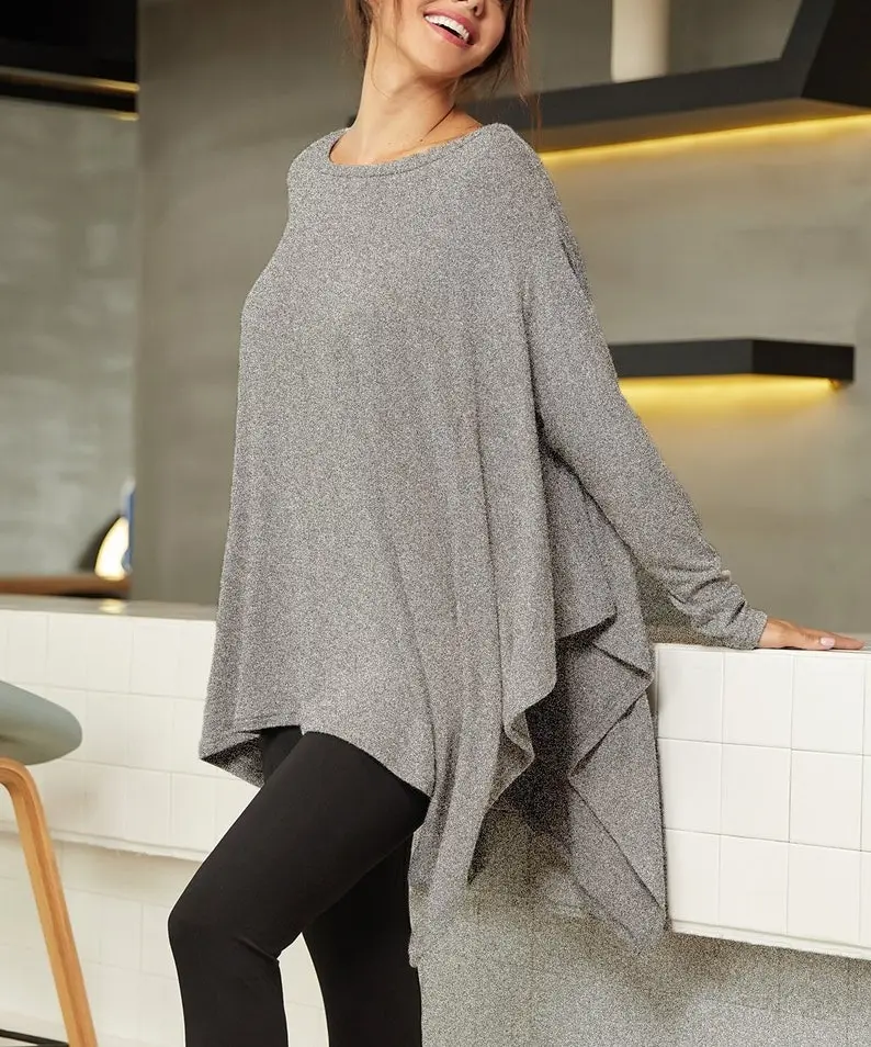 Upcycled butter Soft Oversized Tunic Top, Plus Size Tunic Top Top, Loungewear, Lounge Tunic, Ethical, Sustainable