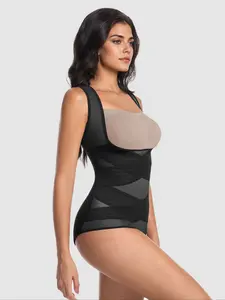 Women's Shapewear Bodysuit Minimalist with Cross Straps, Waist Control, Flat Belly Effect, Comfortable Elastic Shoulder Straps, Back Support