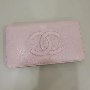Pre-owned CHANEL 1 Small Leather Goods Pink CC Caviar Long Wallet MI
