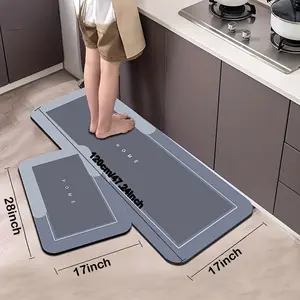 Kitchen Rugs and Mats Non-Skid Neoprene Backing (17x48 & 17x28 Inch). Thin Absorbent Non-Woven Floor Protectors. Low Clearance Runner for Doorway & Cooking Area. Quick Drying, Durable Transfer Print. Easy to Clean with Damp Cloth Only