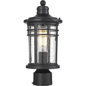 Post Lights Lamp Posts Lighting, Waterproof Aluminum Post Lights Light Fixtures with, Light Posts for Outside Yard (1 Pack, Black)