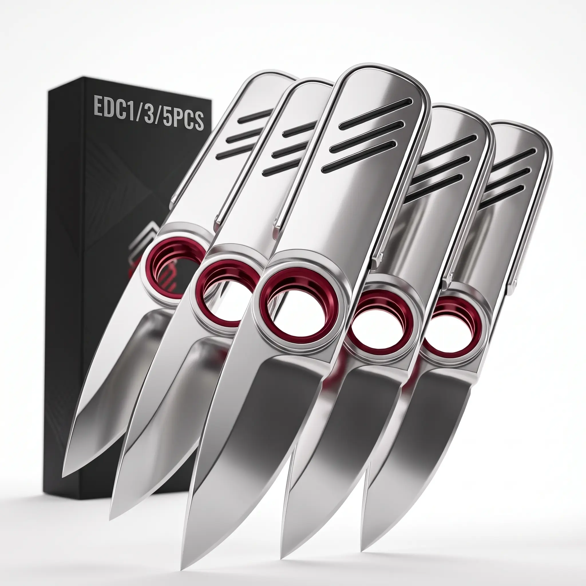 1/2/3/4/5pcs Stainless Steel Compact EDC Pocket Knife High-Quality Folding Knife with Bottle Opener Mini Pocket Cutter Creative Rotating Design Fruit Knife, Box Cutter Pocket Folding Knife Practical Knife Sturdy Blade Includes Outdoor Camping 1.7 in Blade