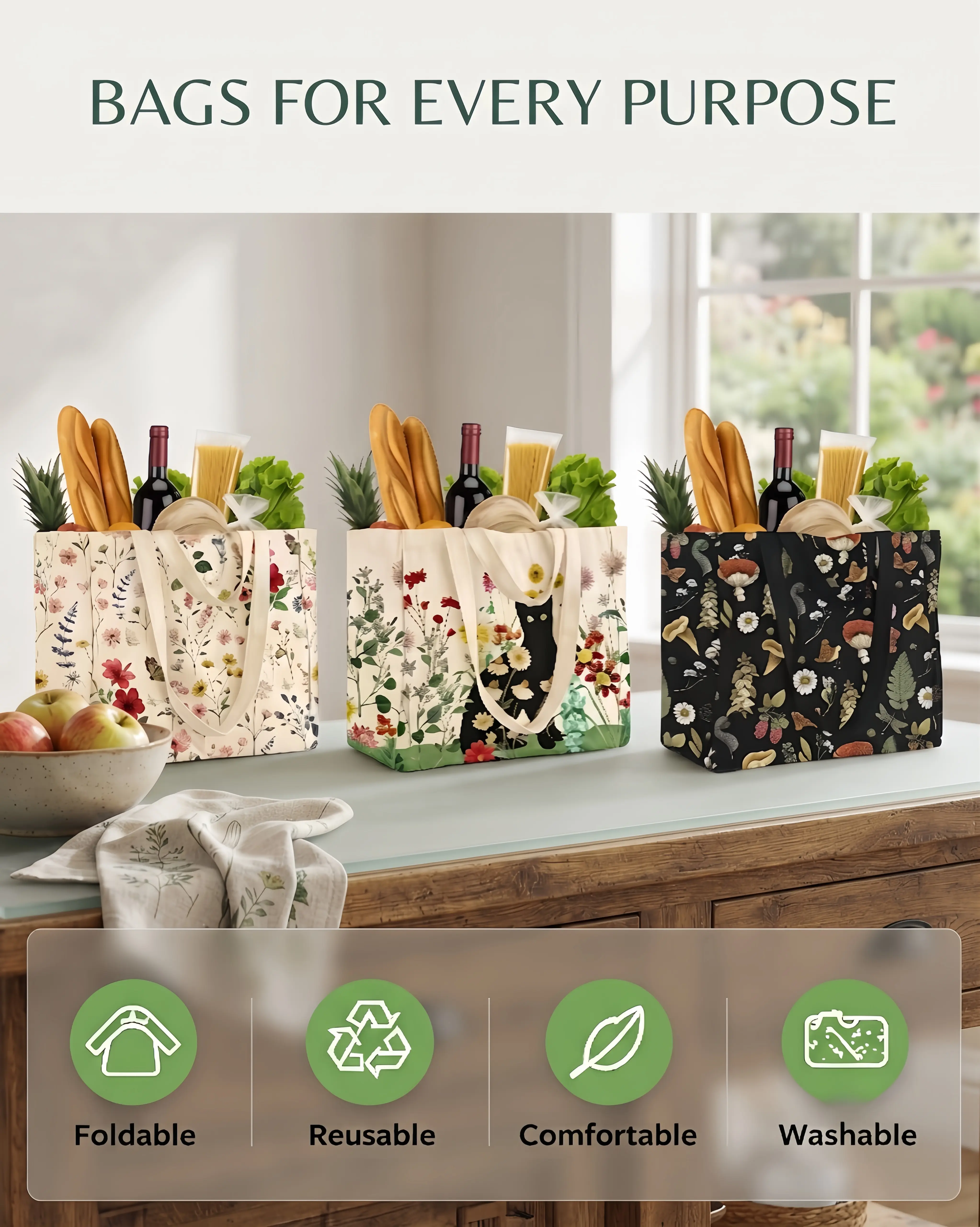 Multi-Pocket Canvas Tote Bag, Extra Large Tote Bag, Reusable Shopping Bags, Durable Reusable Grocery Bags, 2 Strap Shoulder Bag for Grocery, Outdoor & Everyday Carrying