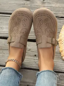 Women's Vintage Casual Slide Slippers, Textile Material, Rubber Sole, Plain Pattern, Home & Commute Wear, Versatile Comfort Shoes, Breathable Slippers