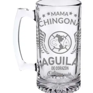 Mama Chingona Aguila de Corazón 26.5 oz laser engraved Glass Beer Mug with Handle.