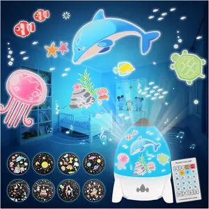 Rocket Projector Night Light for Kids with Bluetooth Speaker, Rechargeable Star & Galaxy Projector, 360 Rotating Space Light with 8 Films, 4 Colors, Timer & Remote Control