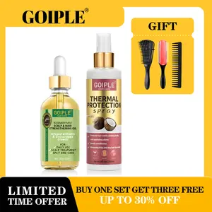 5 Count Curly Hair Heat Protection Spray Set - Rosemary Oil for Hair Growth, Moisturize and Protect for Women Frizz Reduction Split End Care