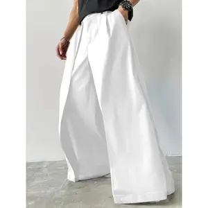 Men'S Loose Fit Wide Leg Pants - Deep Burgundy, Non-Stretch, Versatile for Casual & Formal Wear, Comfortable Trousers Attire, Wear | Nonstretch Fabric