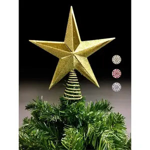 Gold Glitter 10-Inch Filigree Star Tree Topper