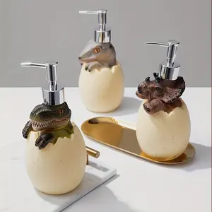 1 Piece Cute 3D Dinosaur Soap Dispenser, Creative Cartoon Hand Sanitizer Bottle with Pump, Bathroom Countertop Soap Dispenser, Refillable Hand Sanitizer Empty Bottle, Bathroom Accessories