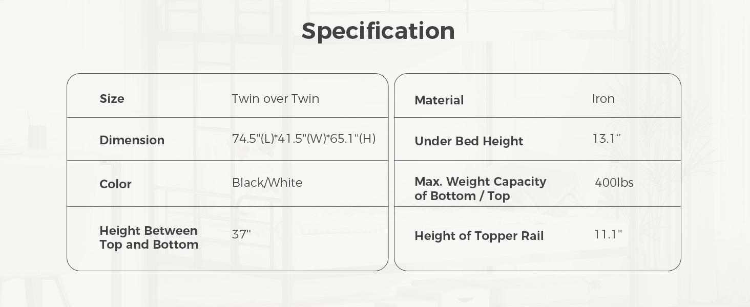 Twin Over Twin Metal Bunk Bed with Stairs & Safety Guardrails, Heavy-Duty Steel Frame, No Box Spring Needed, Space-Saving Bunk Beds