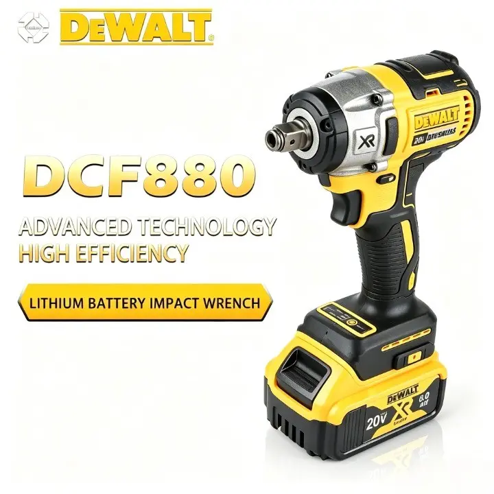 DEWALT DCF880 Heavy-Duty Compact Impact Wrench Tool Kit, Suited For Mechanical Equipment Assembly, Metal Bracket Fastening And Workshop Pipeline Maintenance For Factory Repair Staff, With Battery And Charger