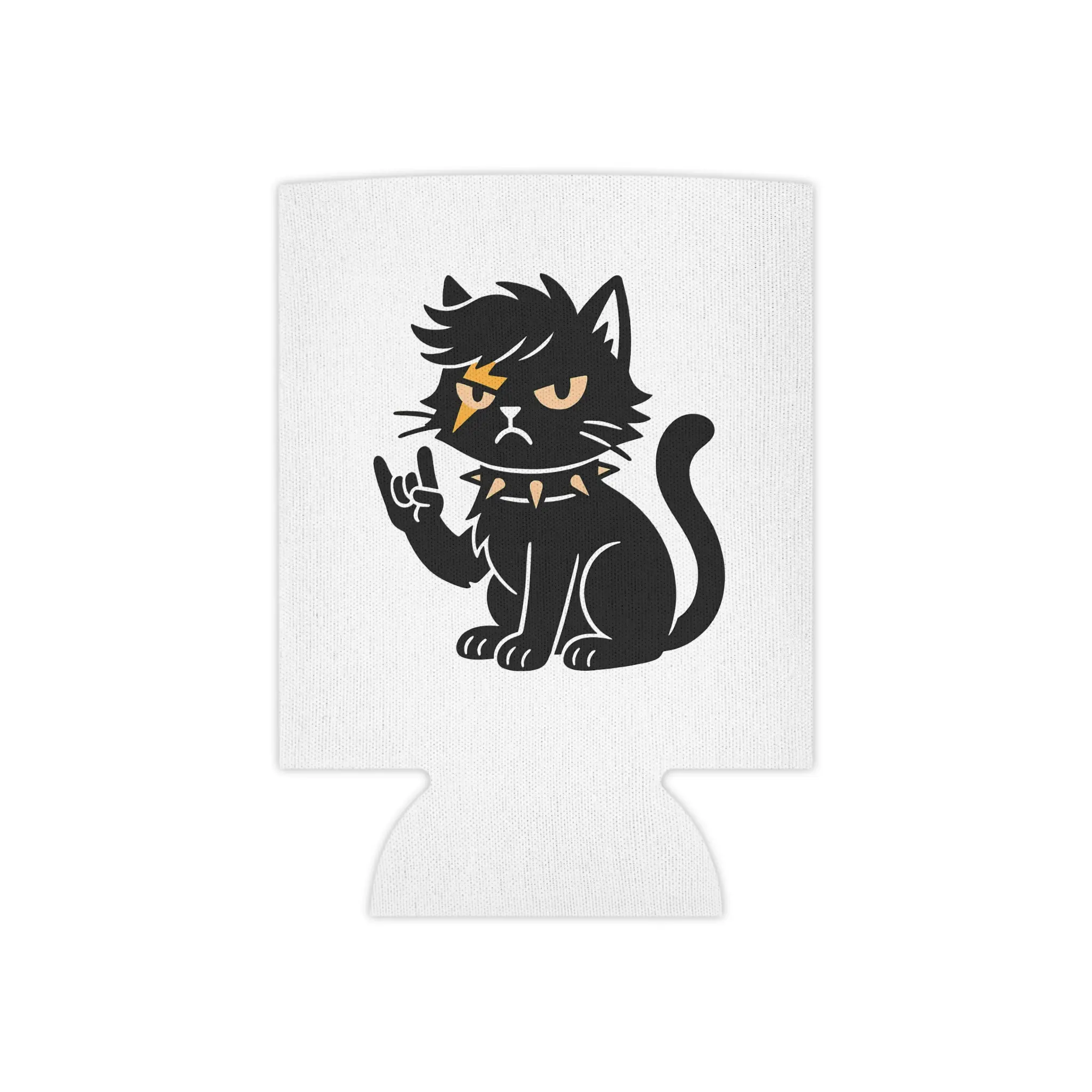 Rock Cat Can Cooler, Funny Black Cat Koozie, Punk Cat Drink Sleeve, Cat Lover Can Cooler, Cool Cat Gift, Cat Dad Gift, Cat Mom Gift