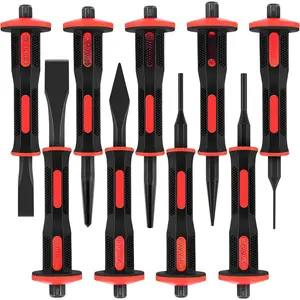 9 count Punch and Chisel Set, Including Cape & Cold Chisels, Taper, Pin & Center Punch with Hand Guard for Working with , Metal, Automotive