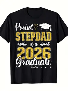 Proud Stepdad Class of  Graduate T-Shirt - Heavyweight Retro Cap Suitable for Dad, Stepdad Gift for Graduation, Fathers Day & Mothers Day, Comfort Fit Short Sleeve Shirt (S-XXXL), Machine Washable Glossy Finish for Year-Round Wear