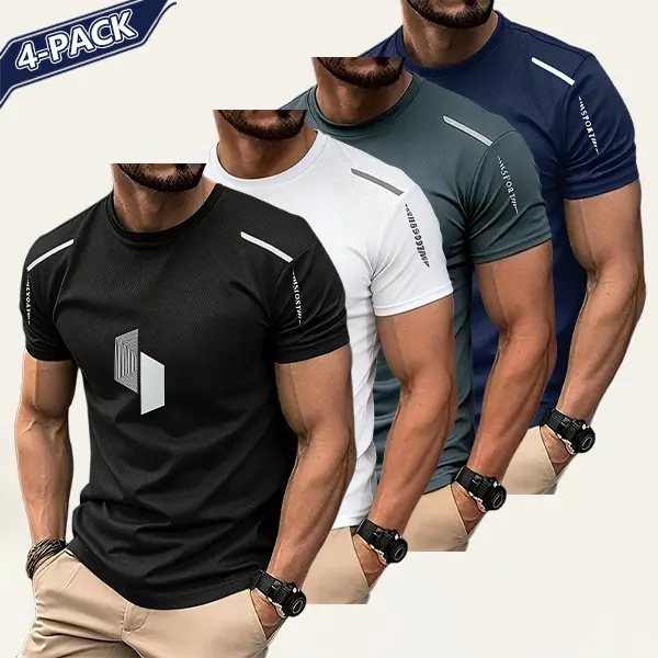 Men's Graphic Athletic T-Shirts, Slim-Fit Moisture-Wicking & Quick-Dry Polyester for Gym, Running & Workouts, Gym & Run, Machine Wash, Bodybuilding Fitness Tee, Fitness T Shirt, 3-Pack, Gym Aesthetic