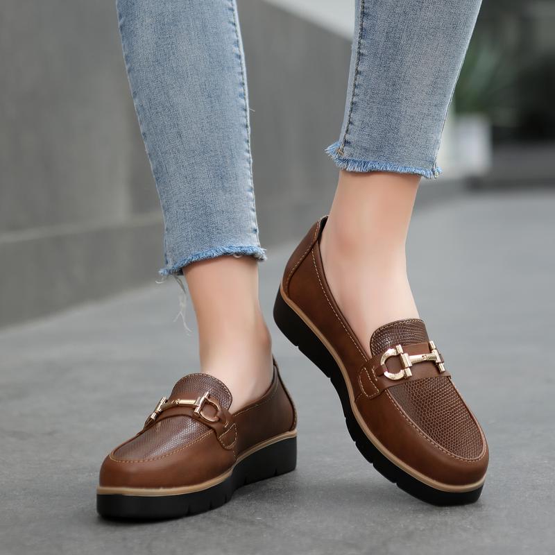 Women's Fashionable  PU leather shoes Solid Color Slip on Loafers, Casual Comfortable Shoes for Daily Wear, Lightweight Breathable Shoes for All Seasons, Girl