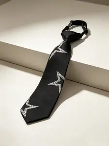 Y2K Star Rhinestone Tie, Pre-Tied Small Necktie, Perfect for Daily Office Wear, Chic and Stylish Accessory for Professional