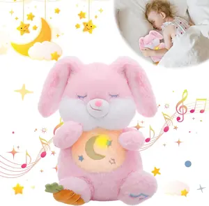 Breathing Bunny Soothing Cuddle Plush Toy, Breathing Stuffed Animal Bunny Plush with Realistic Breathing Action and Relaxing Music,for Babies and Toddlers, Hugging Plush toy Dealsforyoudays