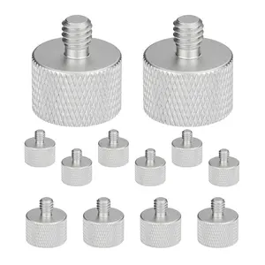 5 Core Mic Stand Adapter 12 Pieces 3/8 Male to 5/8 Female Screw Thread Conversion Connector for Microphone Stands Boom Arms Camera Tripod - MS ADP M SLV 38M-58F 12PCS