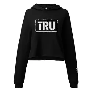 Tru Designs "Vibe Code" Stencil Logo Raw-Hem Crop Hoodie
